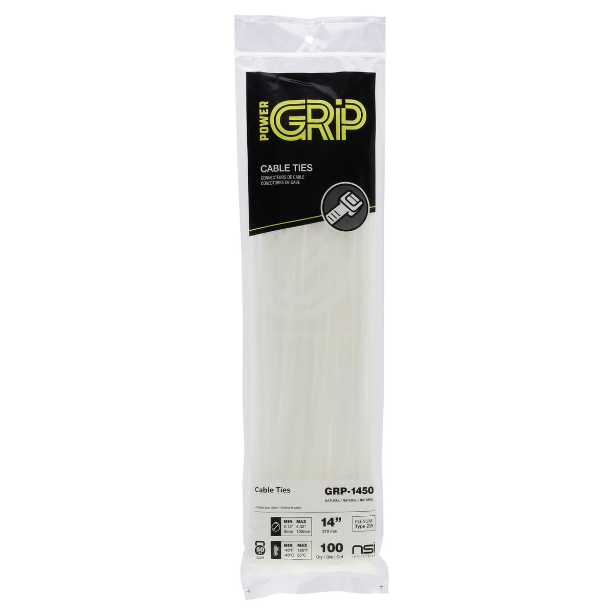 GRP-1450 PowerGrp Cable Tie — Standard Duty 50lbs — Natural Color — 14 ...