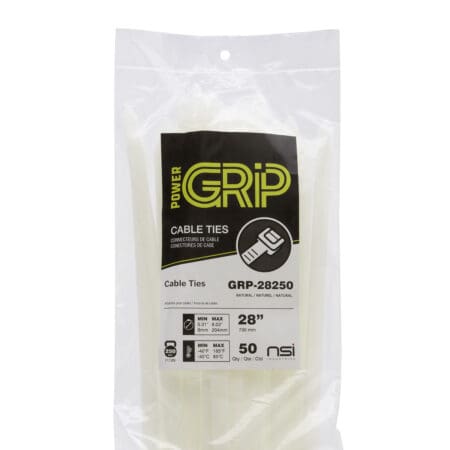 GRP-282500 PowerGrp Cable Tie -- Heavy Duty 250lbs -- Black Color -- 28" -- 50pk