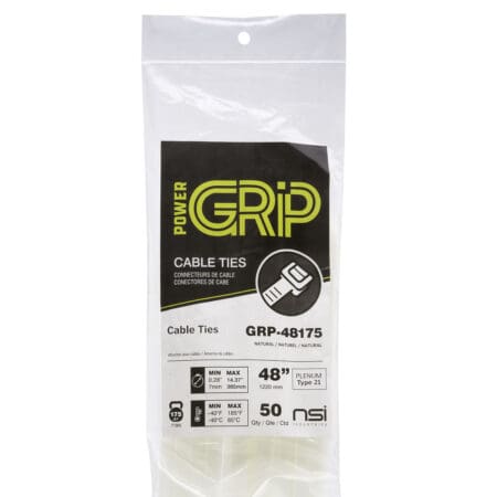 GRP-48175 PowerGrp Cable Tie -- Heavy Duty 175lbs -- Natural Color -- 48" -- 50pk