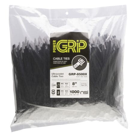 GRP-8500X PowerGrp Cable Tie -- Standard Duty 50lbs -- Black Color -- 8" -- 1000pk