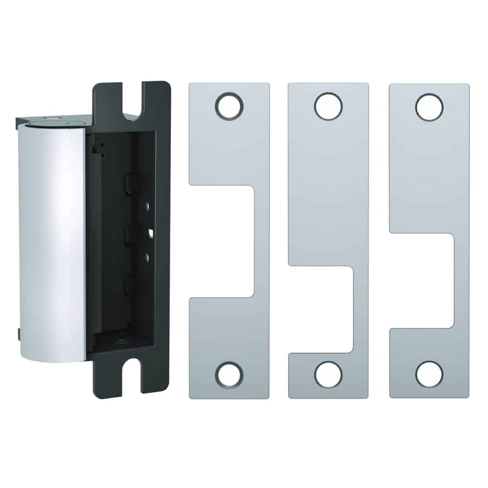 HES 1006CLB-630 Fail Secure, Complete 12/24VDC Electric Strike, J, KD and KM Faceplates, Satin Stainless Steel