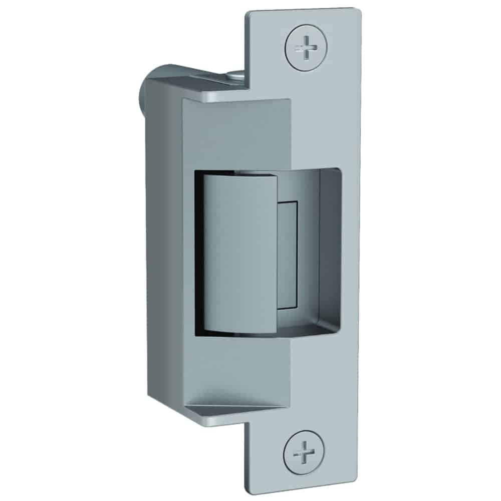 732 24D 630 Fail Secure, Complete 24VDC Electric Strike, 1/2" Keeper, Wood Frame, Satin Stainless Steel