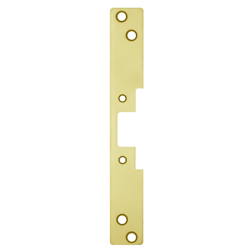 HES 504 605 Faceplate Only, 5000/5200 Series, 10" x 1-3/8", Flat wit Radius Corners, Bright Brass