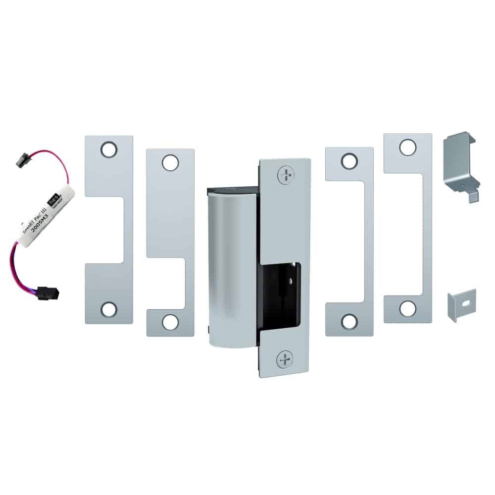 HES 1006CS-630 Fail Secure, Complete 12/24VDC Electric Strike, SMART Pac II, J, KD, KM, HM and AD Faceplates, Satin Stainless Steel Finish