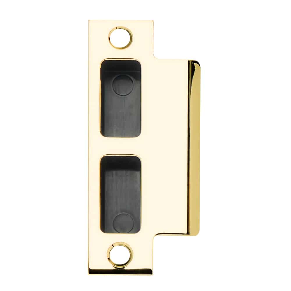 10-072 112 605 Schlage T-Square Corner Strike With Plastic Box, 4-7/8" x 1-1/4", 1-1/2" Lip, For Use With L Series, Bright Brass Finish
