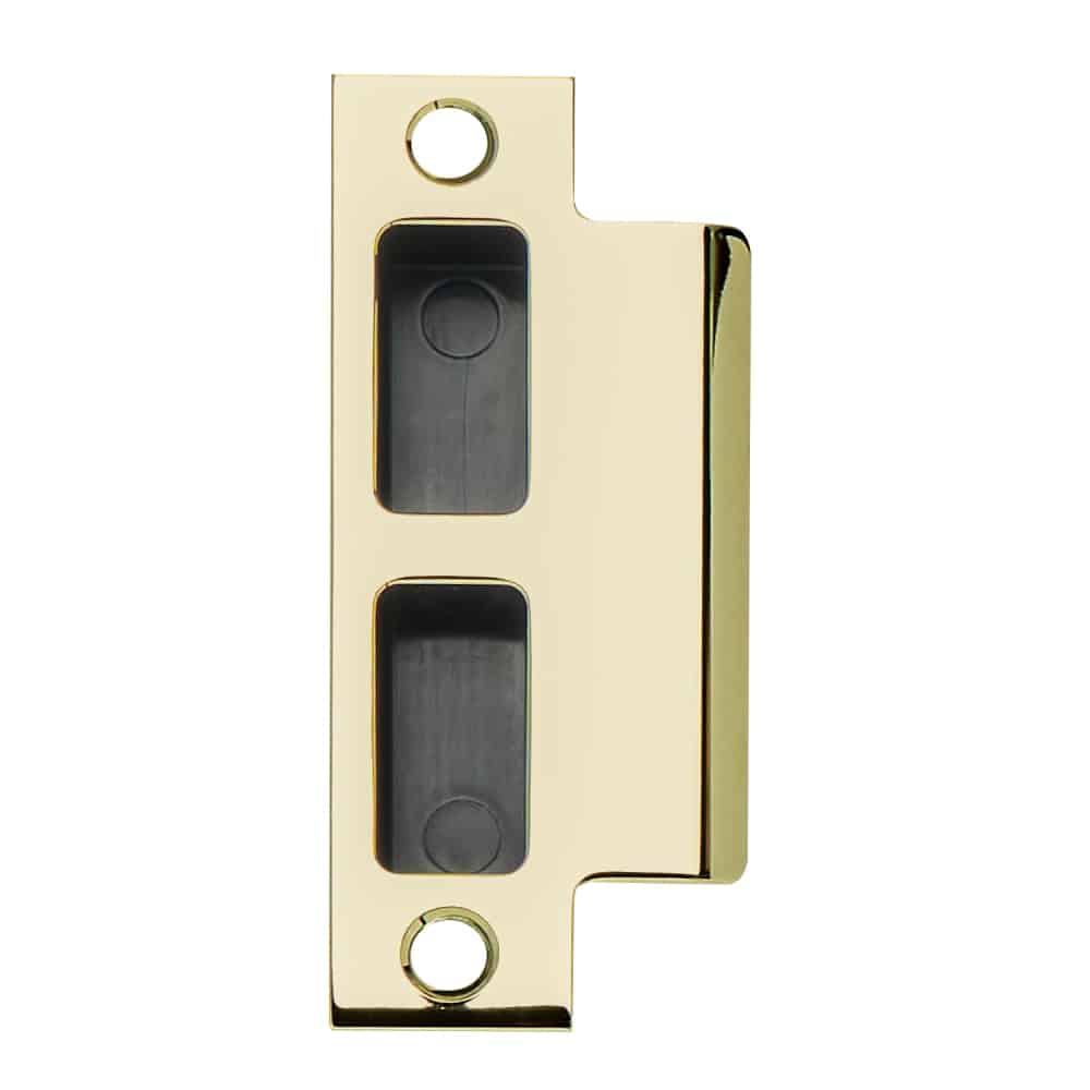 10-072 112 606 Schlage T-Square Corner Strike With Plastic Box, 4-7/8" x 1-1/4", 1-1/2" Lip, For Use With L Series, Satin Brass Finish