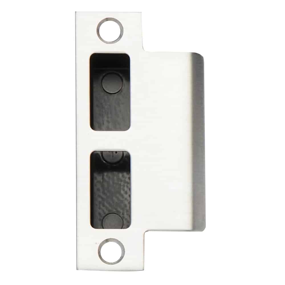 10-072 134 626 Schlage T-Square Corner Strike With Plastic Box, 4-7/8" x 1-1/4", 1-3/4" Lip, For Use With L Series, Satin Chrome Finish