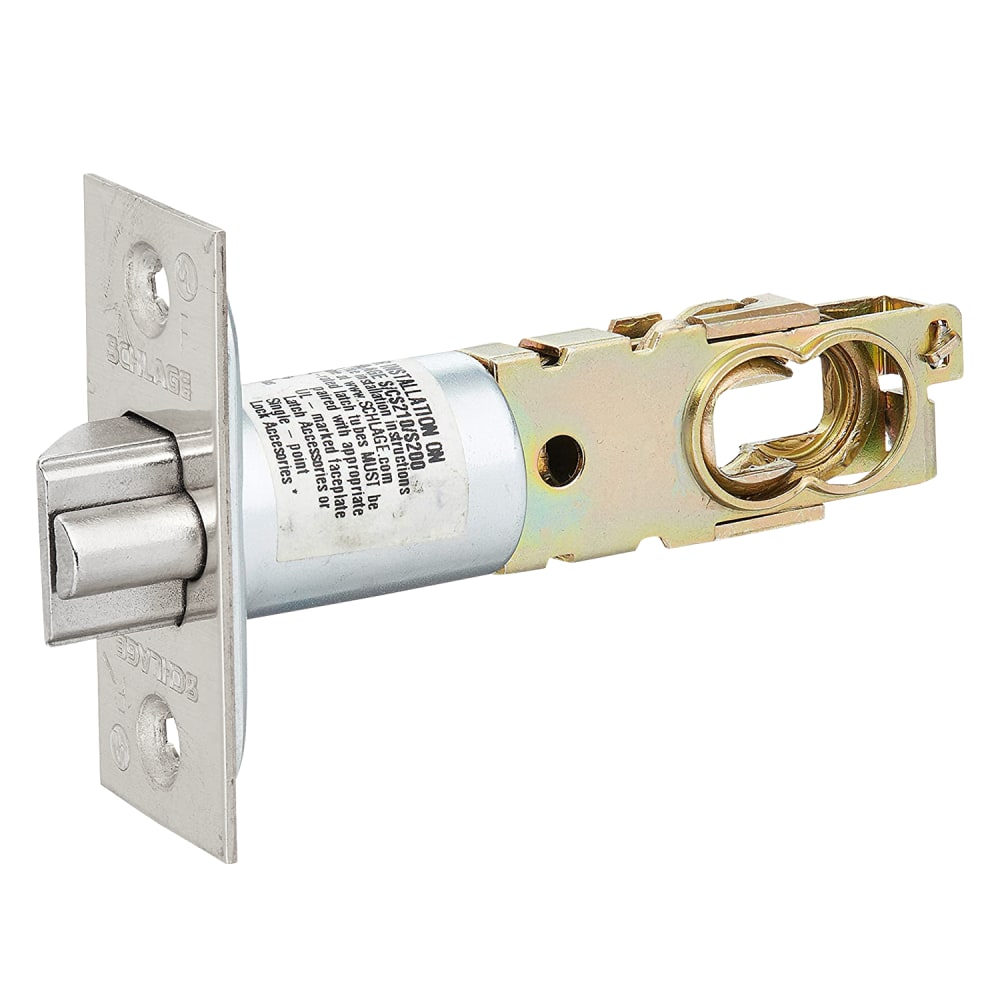 16-203 626 Schlage Dead Latch (Guarded), With 2-1/4" x 1" Square Corner Faceplate, Adjustable 2-3/8" & 2-3/4" Backset, 7/8" Housing Diameter, For Use With S Series, Satin Chrome Finish