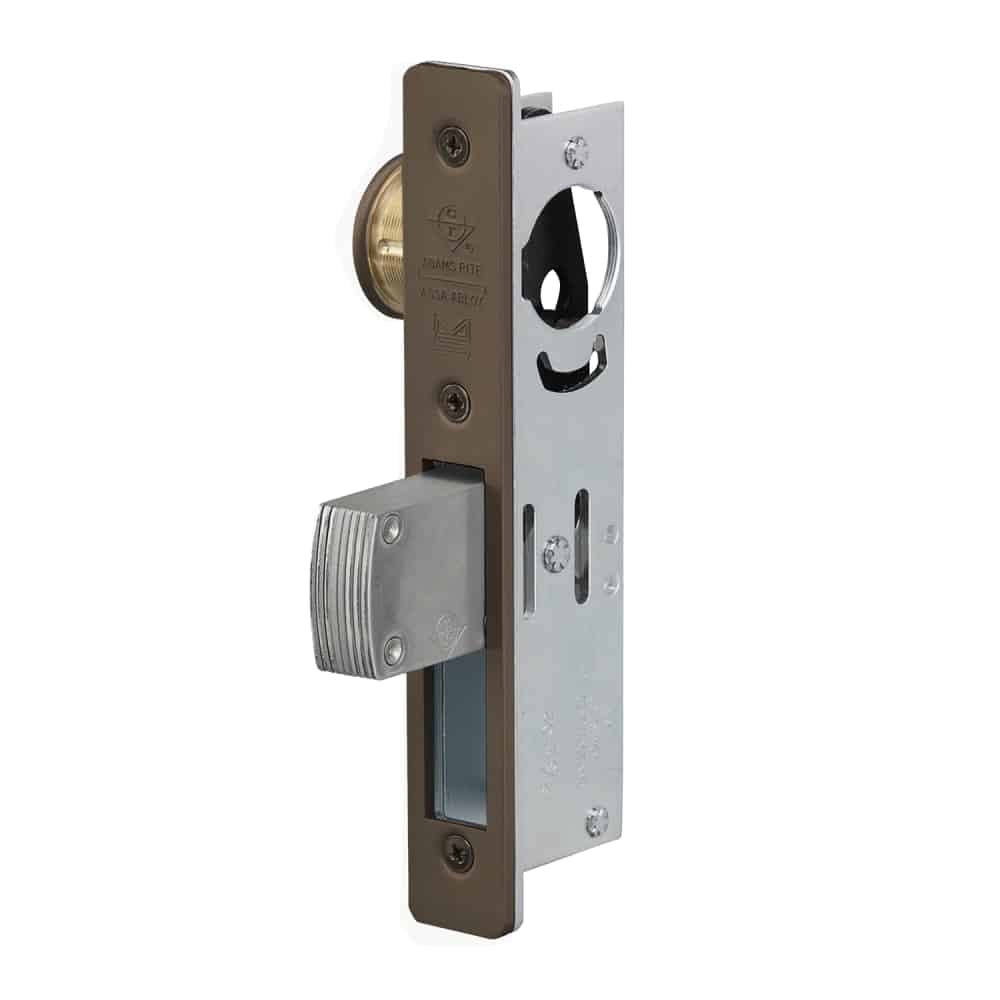 MS1852SN-415-335 Adams Rite MS Deadlock, LH or RHR Beveled Faceplate, ANSI Size, 1-1/2" Backset, Straight Bolt, Black