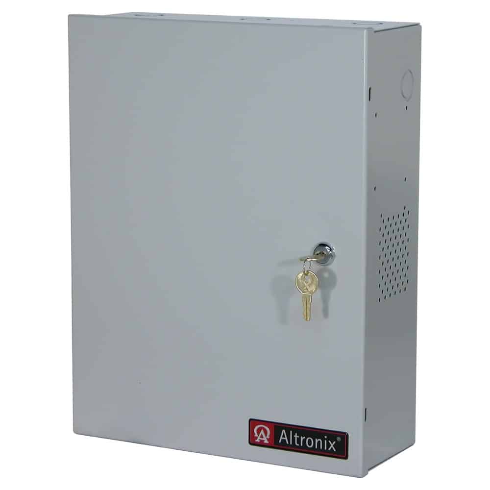 AL1012ULACM Altronix Power Supply/Access Power Controller, Input 115VAC 60Hz at 2.6A, 8 PTC Outputs, 12VDC at 10A, Grey Enclosure