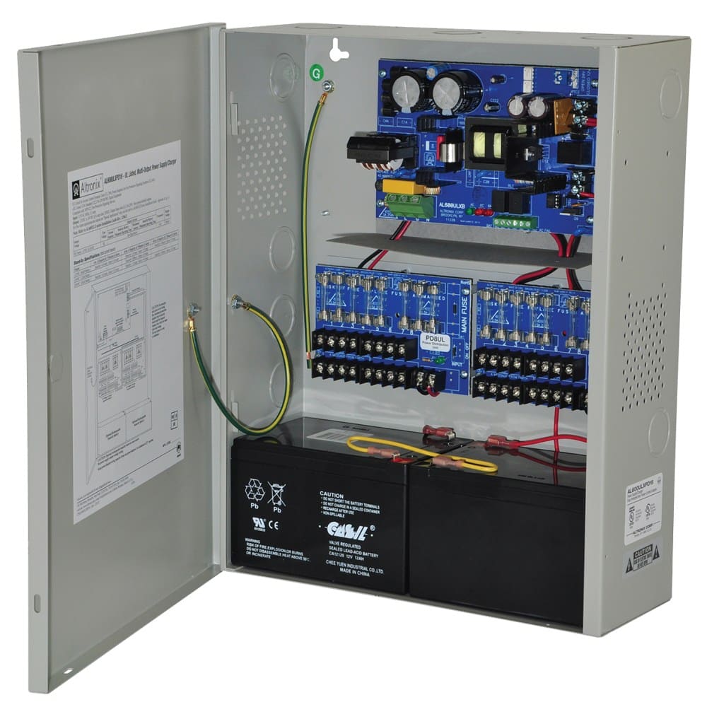 AL600ULXPD16 Altronix ower Supply/Charger, Input 115VAC 60Hz at 3.5A, 16 Fused Outputs, 12/24VDC at 6A, Grey Enclosure