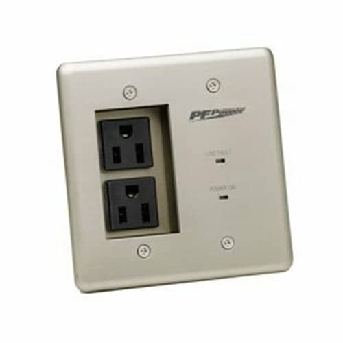 Panamax MIW-POWER-PRO-PFP Max-In-Wall Power Outlet Faceplate with (2)15A Outlets, Surge Protection, EMI/RF