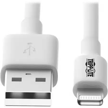 Tripp Lite M100-003-WH USB-A to Lightning Sync Charge Cable M/M, MFi Certified, 3', - Image 3