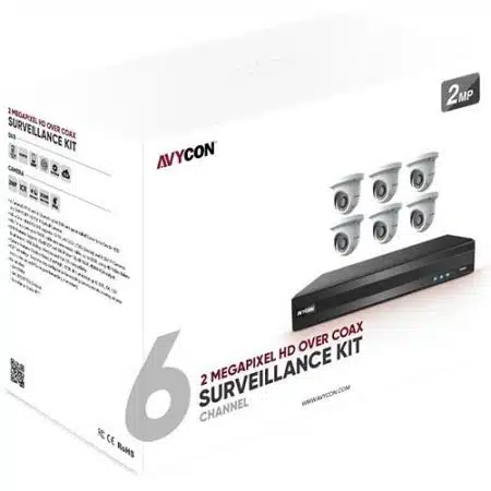 AVYCON AVK-TL91E6 7-Piece Surveillance Kit, (1) 8-Channel DVR, 2TB HDD, (6) 2.1MP IR Turret Dome Cameras, 2.8mm Lens, White - Image 2