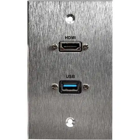 Comprehensive WPPT-HD-U3A-AC HDMI and USB-A 3.0 Pass-Through Single Gang Aluminum Wall Plate with - Image 2
