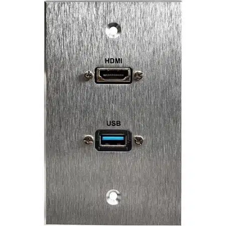 Comprehensive WPPT-HD-U3A-AC HDMI and USB-A 3.0 Pass-Through Single Gang Aluminum Wall Plate with - Image 3
