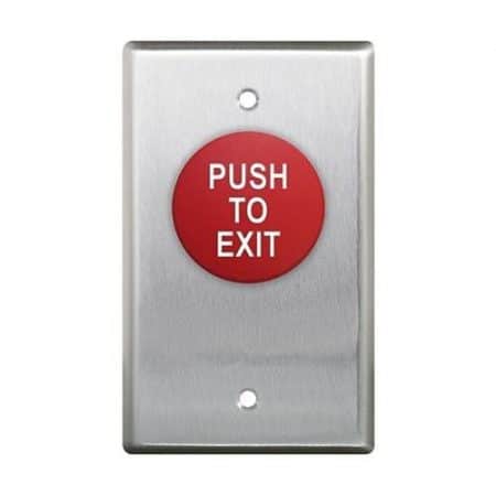 Camden CM-420RPTE Mushroom 'Request to Exit', Single Gang, N/O and N/C, Stainless-Steel Faceplate, Red