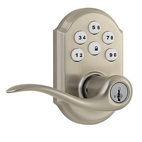 Kwikset 912TNL TRL SmartCode Electronic Tustin Door Lever with Z-Wave Technology, Satin
