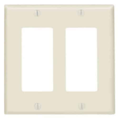 Leviton 80409-T Leviton 80409-E 2-Gang Decora/GFCI Device Decora Wall Plate/Faceplate, Standard Size, Thermoset, Device Mount Light