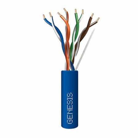 Genesis 50885506 CAT5e Plenum Cable, 24/4 Solid BC, Unshielded, UTP, CMP, FT6, 500' (152.4m), REELEX Pull Box,