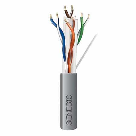 Genesis 50922109 CAT6 Plus Riser Cable, 23/4 Solid BC, Unshielded, UTP, CMR, FT4, Sunlight Resistant, 1000' (304.8 m), Pull Box,