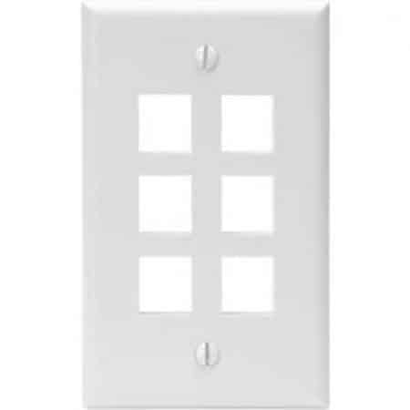 Leviton 41080-6WP Single-Gang QuickPort Wall Plate, 6-Ports,