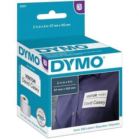 DYMO 30857 Label Writer Adhesive Name Badges, 6.62" 3.75" 2.88", 250 Count of