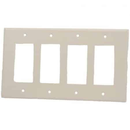 Leviton 80612-W 4-Gang Decora/GFCI Device Wallplate, Midway Size, Thermoset,