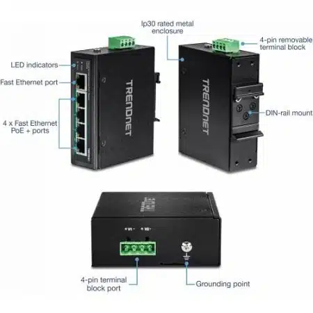 TRENDnet TI-PE50 5-Port Industrial Fast Ethernet DIN-Rail Switch, - Image 9