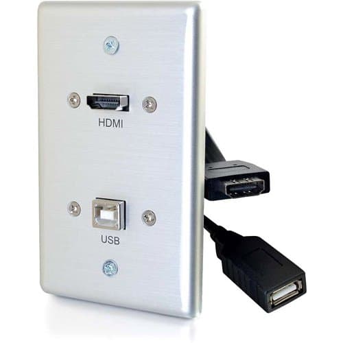 C2G CG39874 HDMI and USB Pass Through Single Gang Wall Plate, Brushed