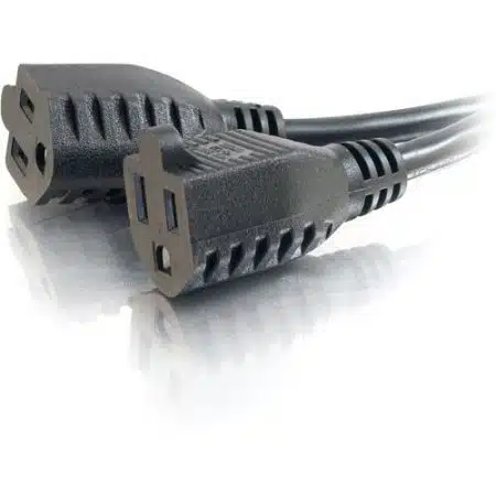 C2G CG2980216 AWG 1-to-2 Power Cord Splitter, NEMA 5-15P to NEMA 5-15R, TAA Compliant, 1.5' - Image 2