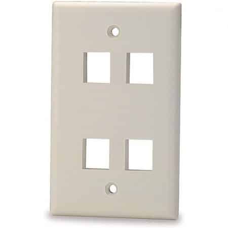 Signamax SKF-4-WH 4-Port Single-Gang Keystone Faceplate,