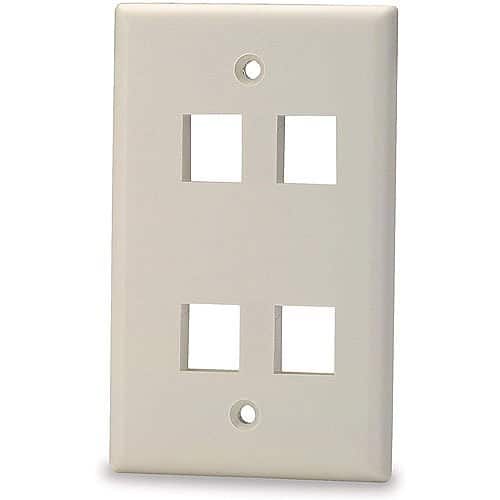 Signamax SKF-4-WH 4-Port Single-Gang Keystone Faceplate,