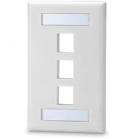 Signamax SKFL-3-WH 3-Port Single-Gang Keystone Faceplate with Labeling Windows,