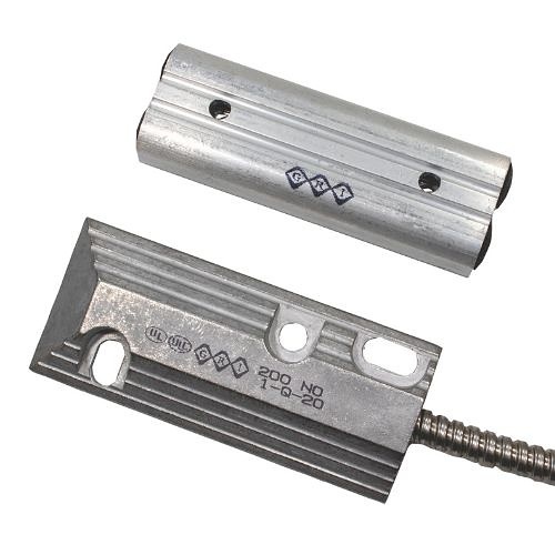 GRI 200-36 200 Series Floor Mount Industrial Overhead Door Switch Set, 2-1/2" Gap, 10W, 200VDC, 0.50 Amp, Closed Loop, N/O, and 36" Stainless-Steel Armored Cable,