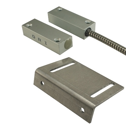 GRI 4400-A Industrial Surface Mount Switch Set, 2-1/2" Standard Gap, 10W, 200VDC, 0.50A, Closed Loop, N/O, and 36" Armored Cable,
