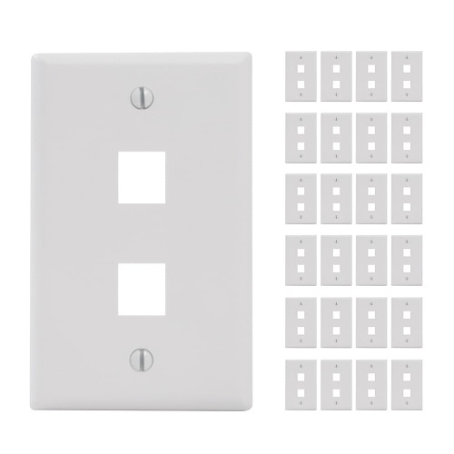 ICC IC107F2CWH Single-Gang Classic Faceplate, Ports, EZ/HD Style, 25-Pack,