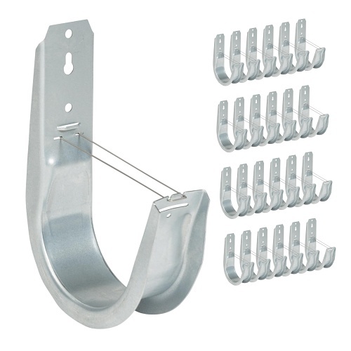 ICC ICCMSJHK55 4" Wall Mount J-Hook for Structured Cabling and Cable Management, Cable Support Hooks with Retainer Clips, Galvanized Steel with Zinc, 25-Pack