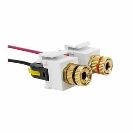 Speaker Snap SSKPW24 Keystone Binding Posts Snap Lock Connectors Compatible with 12 to 24 Gauge Speaker Wire, White, 12