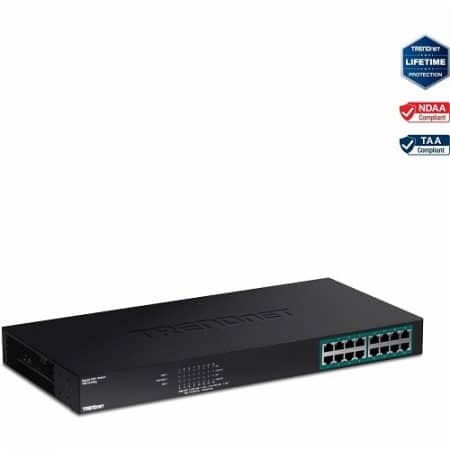 TRENDnet TPE-TG160G 16-Port Gigabit PoE+ Switch, 246W,