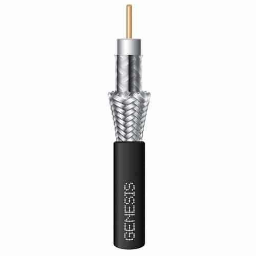 Genesis 50031108 RG6 CCS Dual-Shield Coaxial CCTV Cable, 18 AWG Solid BC, CL2, CM, ETL, Sunlight Resistant, 1000' (304.8m), Pull Box,