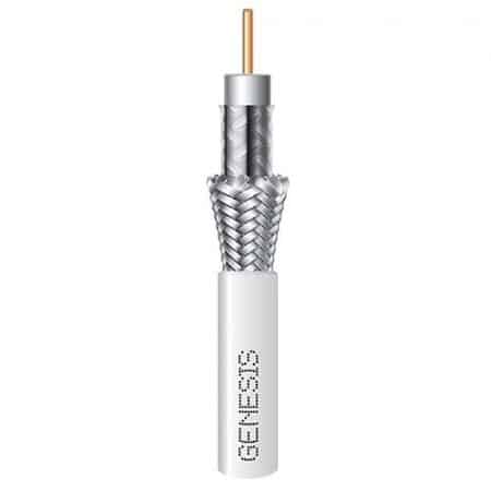 Genesis 50035501 RG6 CCS Dual-Shield Coaxial CCTV Cable, 18 AWG Solid BC, CL2, CM, Sunlight Resistant, 500' (152.4m), Pull Box,