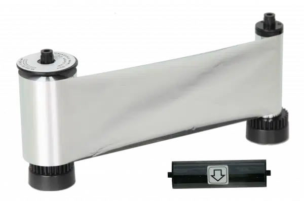 650681 IDP SMART-30 & 50 series, MS resin metallic silver ribbon with a disposable cleaning roller & 1200 cards/roll
