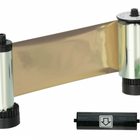 650682 IDP SMART-30 & 50 Series, MG resin metallic gold ribbon with a disposable cleaning roller & 1200 cards/roll
