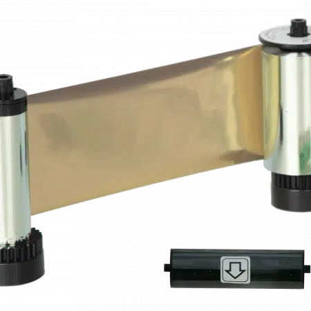 650682 IDP SMART-30 & 50 Series, MG resin metallic gold ribbon with a disposable cleaning roller & 1200 cards/roll