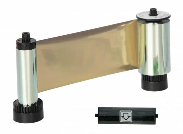 650682 IDP SMART-30 & 50 Series, MG resin metallic gold ribbon with a disposable cleaning roller & 1200 cards/roll