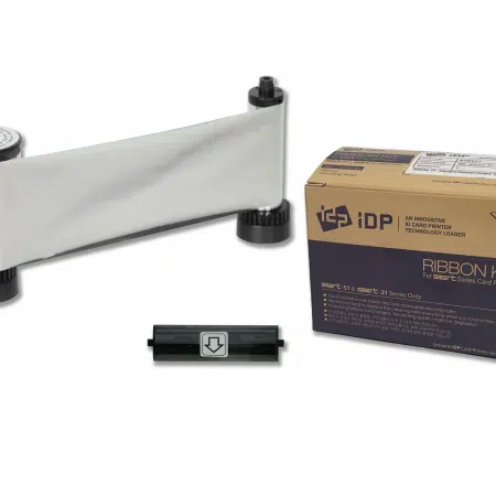 653317 IDP SMART-21 Resin metallic silver ribbon with cleaning roller, 1200 print per ribbon