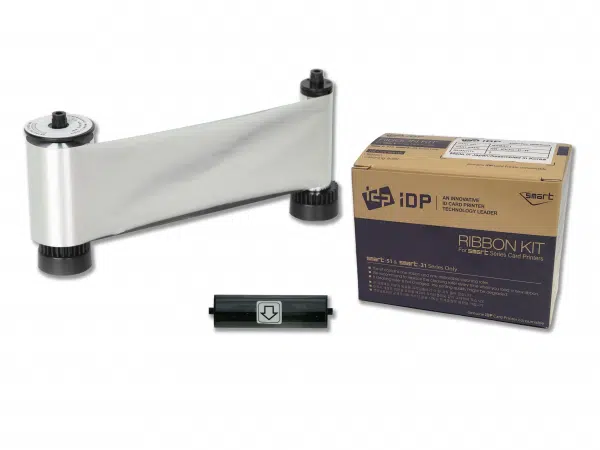 653317 IDP SMART-21 Resin metallic silver ribbon with cleaning roller, 1200 print per ribbon