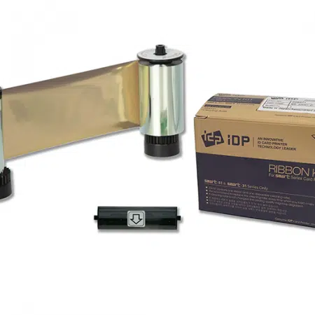 659374 IDP SMART-31 & 51 series MG resin metallic gold ribbon with the disposable cleaning roller & 1200 cards/roll
