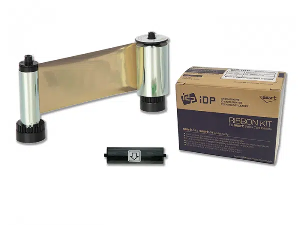 659374 IDP SMART-31 & 51 series MG resin metallic gold ribbon with the disposable cleaning roller & 1200 cards/roll